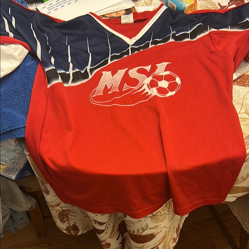 Red and Blue Sports Soccer Jersey “MSI”